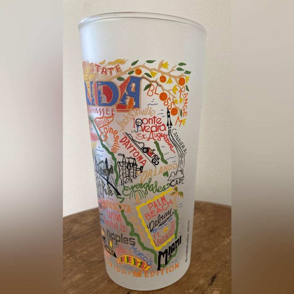 Cat Studio 15 oz colorful state-themed frosted glasses set of 3 - Picture 4 of 12